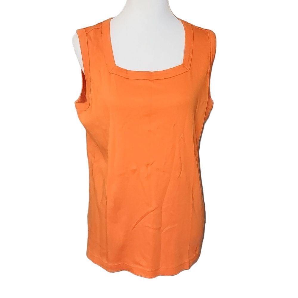 CJ Banks Square Neck Orange Tank Top Size 1X
